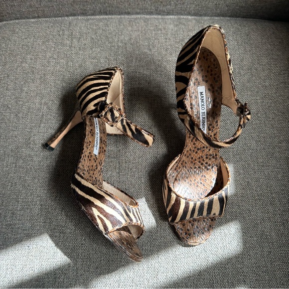 INSANE Manolo Blahnik snakeskin & cowhide zebra pattern heels - Picture 1 of 5